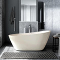 59' Freestanding Slipper Bathtub, Acrylic Soaking Tub with Chrome Overflow & Pop-Up Drain, cUPC Certified Special-Shaped Tub for Modern Bathroom, Gloss White