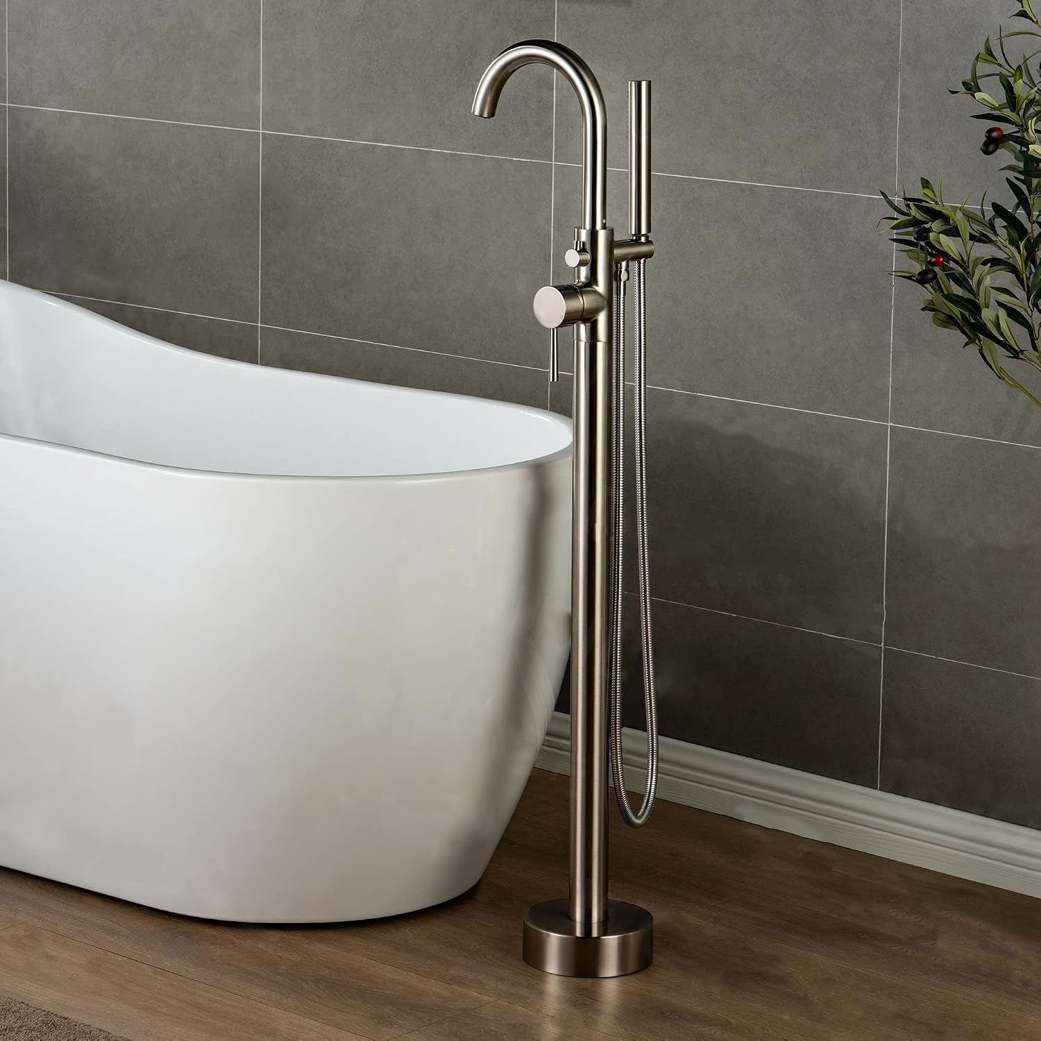 WOODBRIDGE F 0001 F0001BN Faucet, (L) 10 3/4' x (W) 6-1/4' x (H) 43-7/8, Brushed Nickel