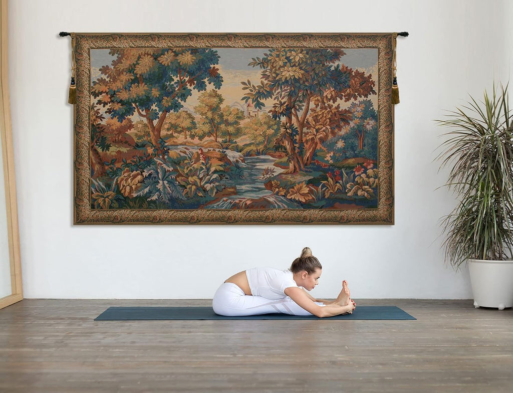 C Charlotte Home Furnishings Inc Verdure Aubusson Belgian Tapestry Wall Hanging | Viscose Cotton and Polyester Blend Wall Art | 41 in. x 69 in | Home Decor Accents