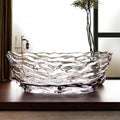 64' Edeyeu Freestanding Bathtub - Extra Deep Soaking Tub with Crystal Resin Design, Free Standing Bathtub Solid Surface, Durable Soaker Tub Easy to Clean with Drain Transparent