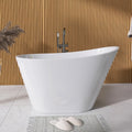 GETPRO Free Standing Tub 51' Deep Soaking Bath Tub, Oval Shape Acrylic Freestanding Bathtub with Integrated Slotted Overflow and Removable Anti-clogging Drain Glossy White