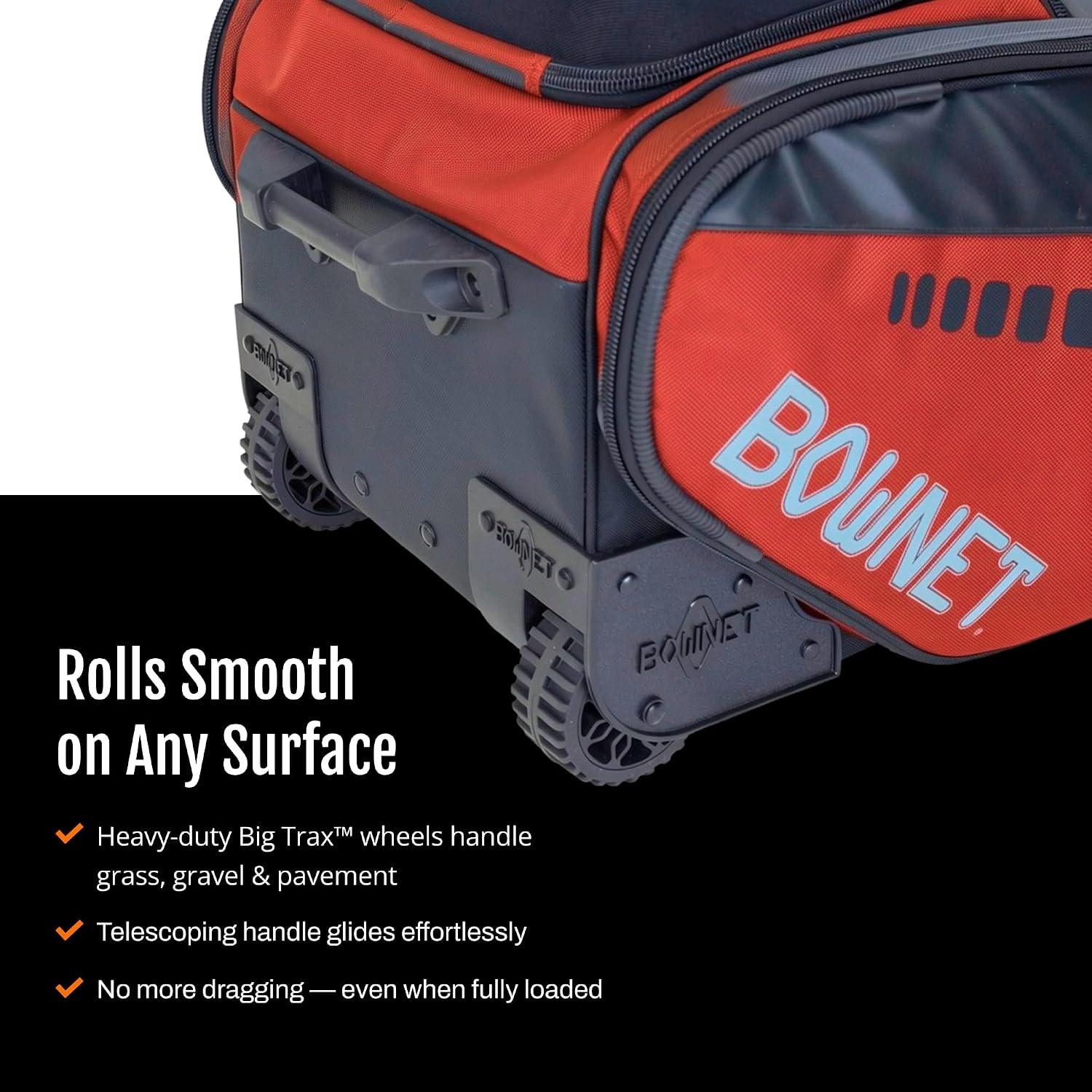 Bownet Commander Rolling Catcher's Gear Bag with Wheels – Baseball & Softball Equipment Bag for Travel Ball, Youth & Adult, 14 Pockets, Molded Helmet Case, Airline Approved