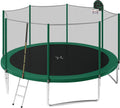 14FT Trampoline for Kids with Safety Enclosure Net, Basketball Hoop and Ladder, Round Outdoor Recreational Trampoline