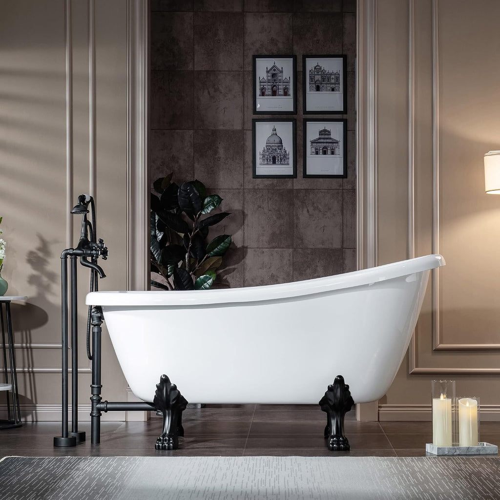 WOODBRIDGE BTA1521-MB-Feet Drain + MB Bathtub, Matte Black
