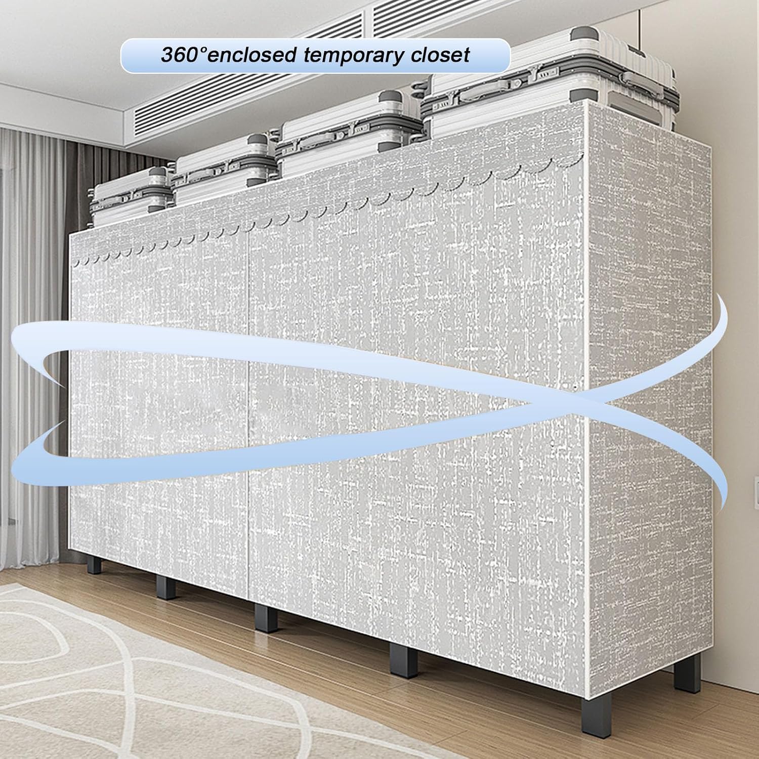 Heavy Duty Rolling Covered Metal Garment Rack with Lockable Wheels and Door, Load 2000lbs, Portable Closets for Hanging Clothes, Large Capacity 360°Enclosed Clothing Racks (A, 79.9in/203cm)