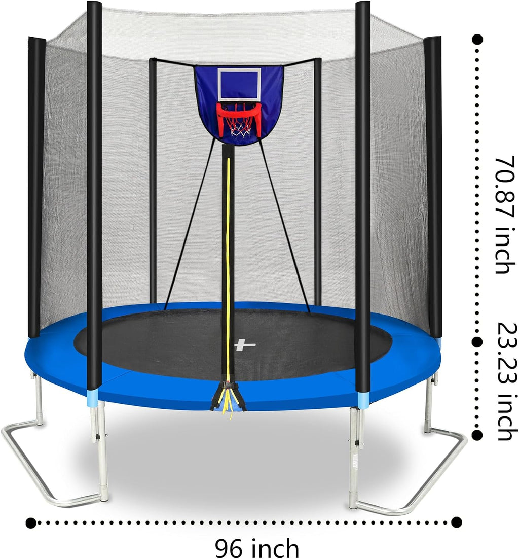 1500LBS 10FT 12FT 14FT 15FT 16FT Trampoline with LED Lights, Sprinkler, Music Speaker and Socks, ASTM Approved Outdoor Trampoline for Kids and Adults, Backyard Trampolines with Net Enclosure