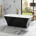 GarveeLife 67 Inch Freestanding Bathtubs Black Acrylic Soaking Tub, Modern Free Standing Tub with Integrated Overflow, Ergonomic Deep Soak Freestanding Tub for Luxury Bathroom or Home Spa