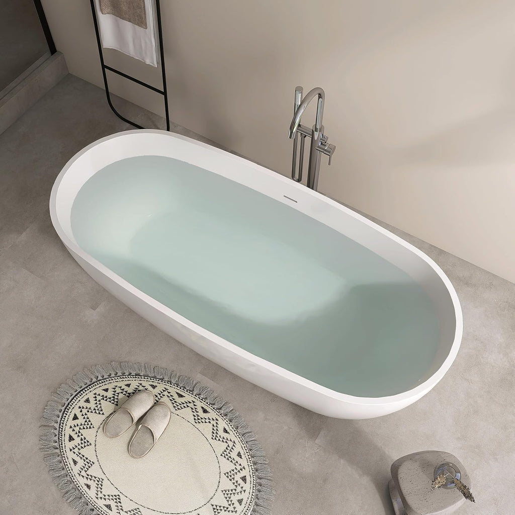 SJ STAR&JANE 71' Freestanding Bathtub, Acrylic Soaking Bathtub, Modern Acrylic Stand Alone Tub in white Intergrated Drain and Overflow,cUPC Certified