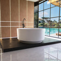 Round Freestanding Tub 49', Solid Surface Bathtub Matte White | Deep Soaking Bathtub, Stone Resin Stand Alone Tub with Overflow and Pop-up Drain, cUPC Certifie