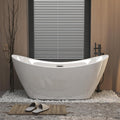 Zavdz 59'' Gloss White Freestanding Acrylic Bathtub, Soaking Tub with Chrome Overflow & Pop-Up Drain, CUPC Certified, Easy Install & Spacious Design