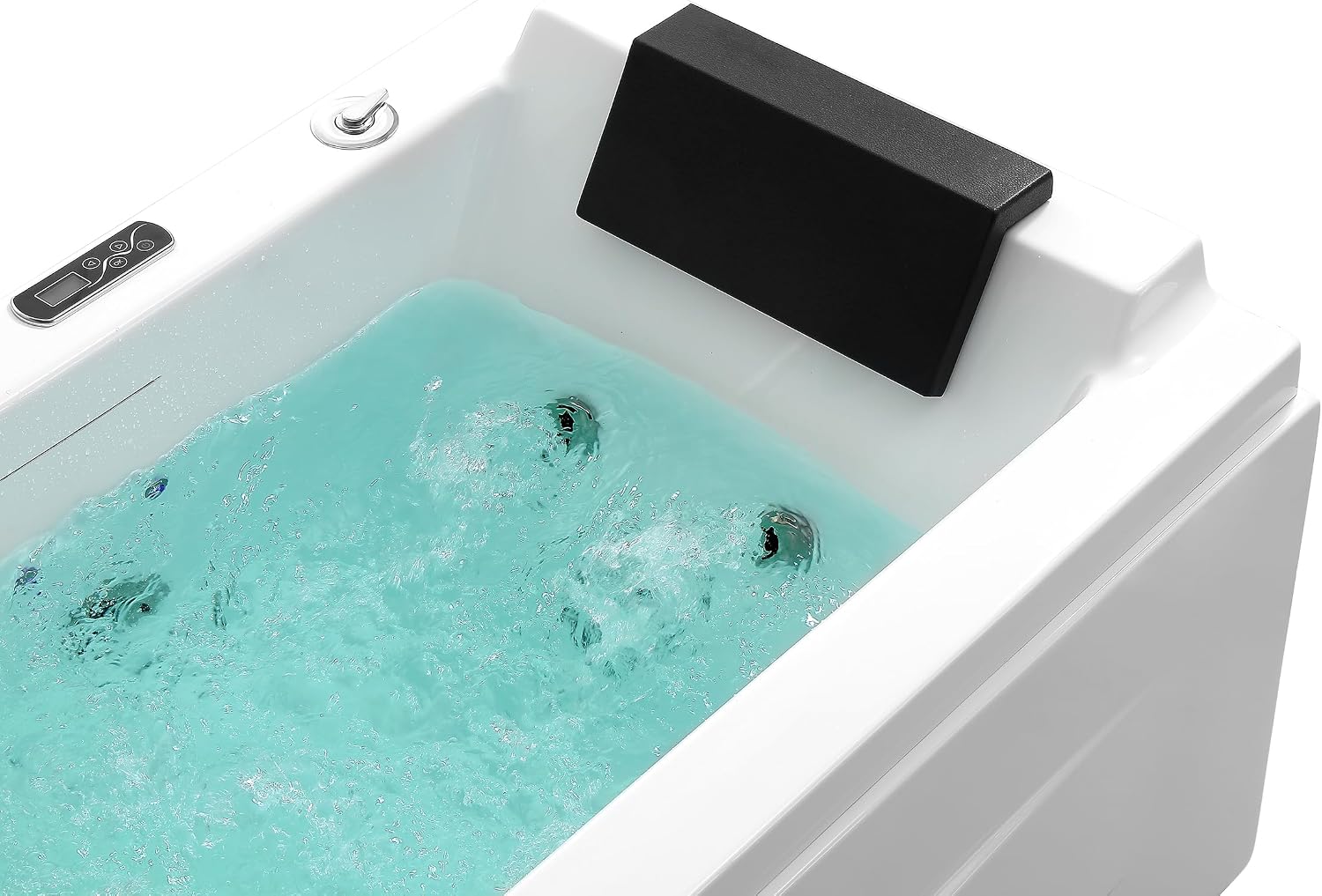 Empava Acrylic Whirlpool Bathtub, 67' Jetted Tub with Heater, Hydro Massage & Chromatherapy, White Modern Freestanding Jetted Air Bathtub