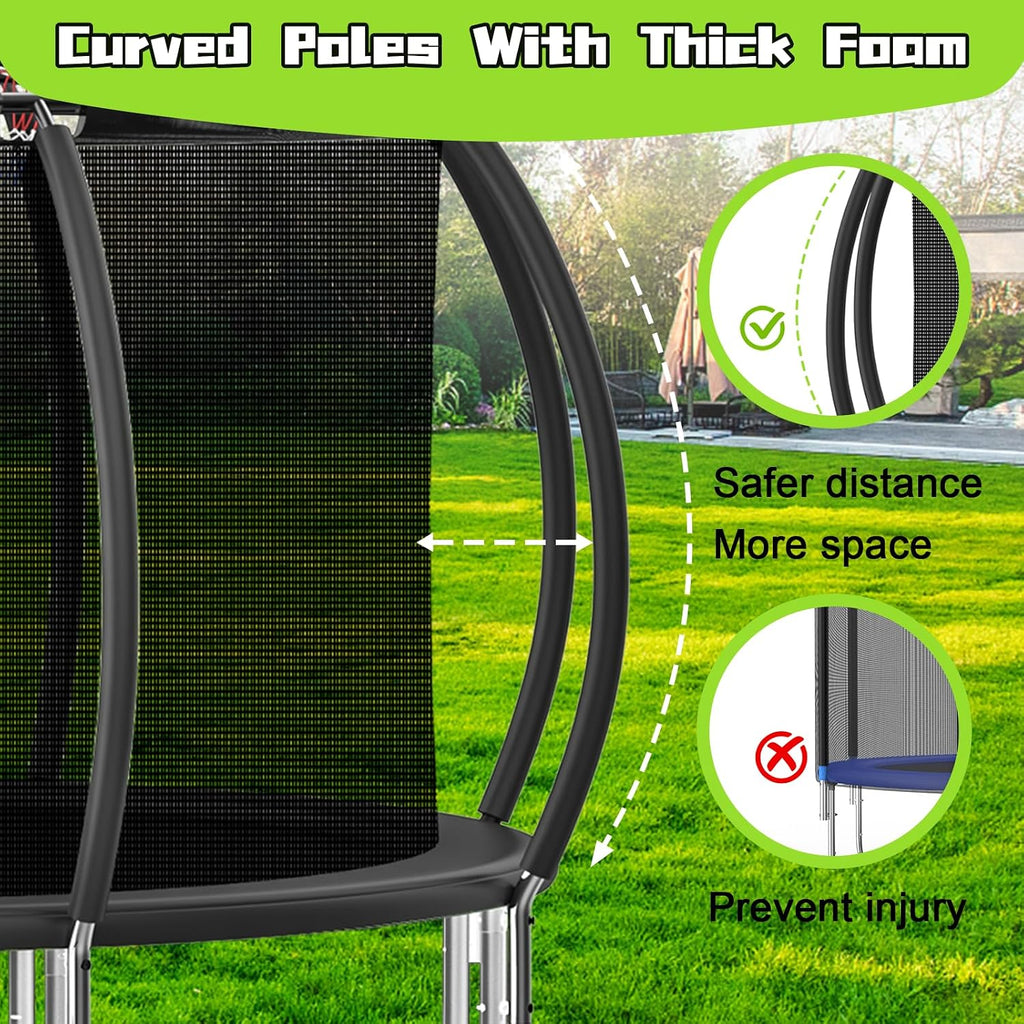 Tranpoline 10FT 12FT 14FT 16FT Tranpoline for Kids with Safety Enclosure Net Recreational Tranpoline for Adults ASTM Approval Backyard Outdoor Tranpoline with Basketball Hoop
