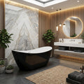67' Acrylic Freestanding Bathtub, Free Standing Soaking Tub, Free Standing Tub with Overflow and Matte Silver Drain, Modern Bathtub for Bathroom, Hotel, Easy to Install, CUPC Certified, Black, Sky