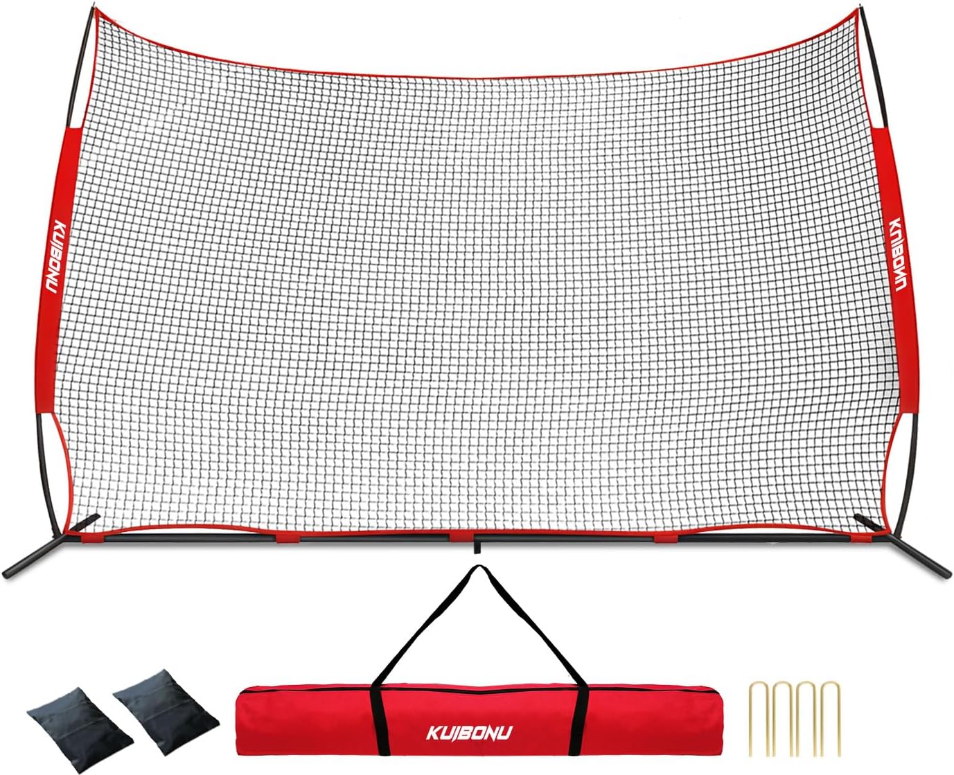 20x10 Foot Barricade Backstop Net, Basketball Barrier Net with Sturdy Steel Frame and Heavy-Duty Netting, Perfect for Lacrosse Baseball Soccer Basketball and More