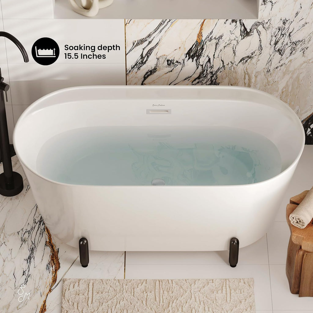 Monaco 59' Freestanding Bathtub with Matte Black Stand