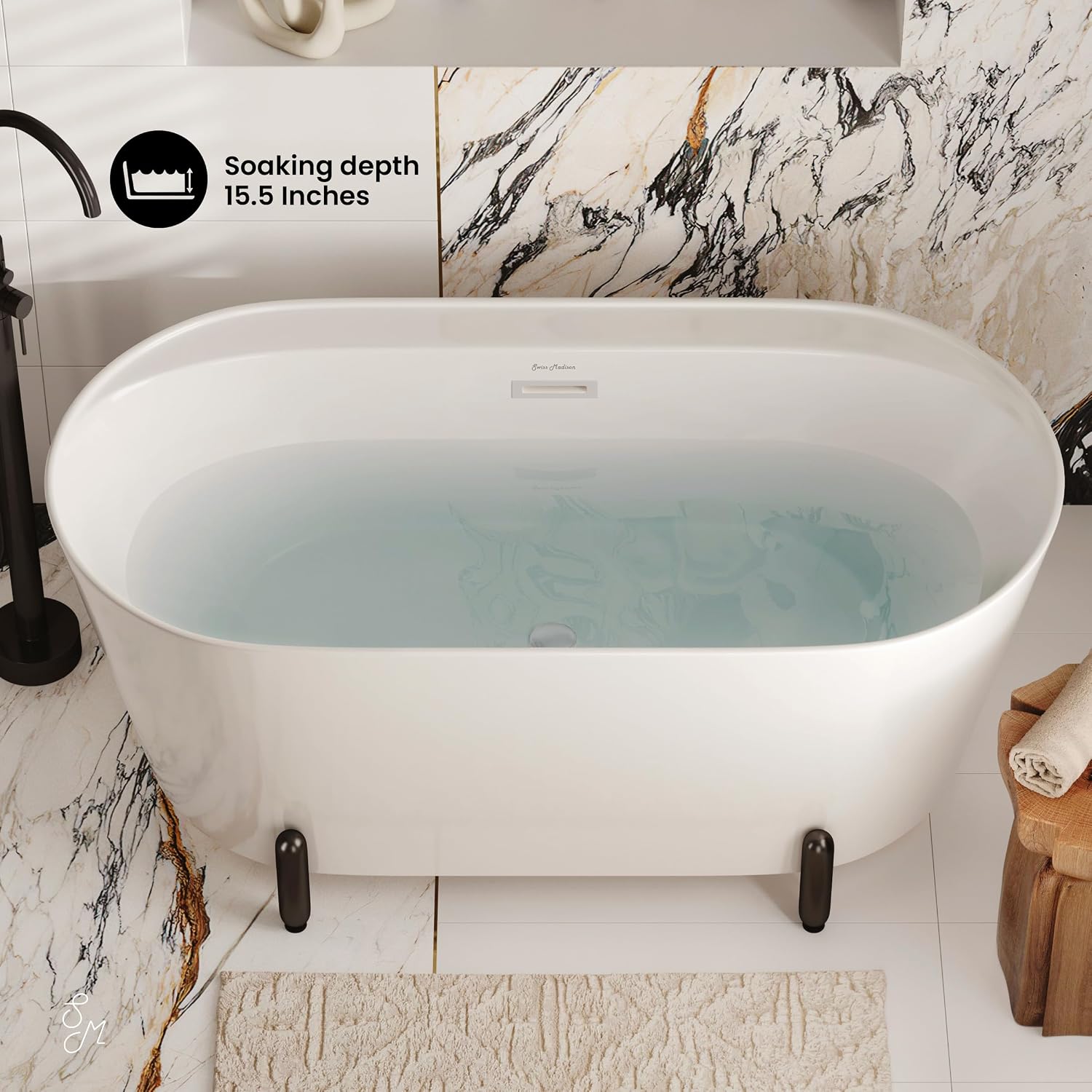 Monaco 59' Freestanding Bathtub with Matte Black Stand