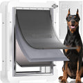 3-Flap Never Rust Extra Large Dog Door for Doors with Sliding Lock Panel, Steel Frame and Telescoping Tunnel Pet Door, Extreme Weather Durable Doggy Door （Pets Up to 220 Lb）