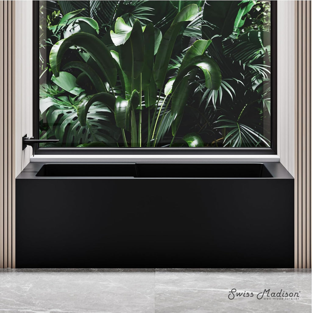 Voltaire 54' x 30' Left-Hand Drain Alcove Bathtub with Apron in Matte Black