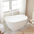 Vanity Art 55' Free Standing Tub Non-Slip Contemporary Design Freestanding Bathtub Soaking Tub with Overflow and Pop-up Drain, UPC Certified