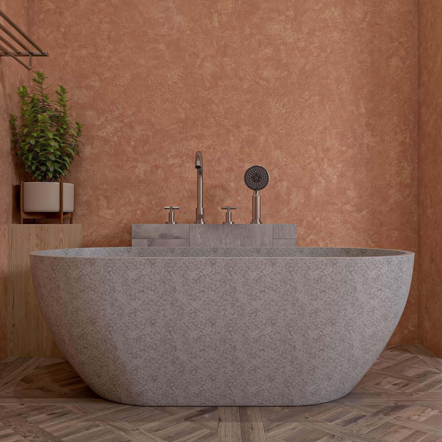 ALFI brand ABCO59TUB 59' Solid Concrete Oval Freestanding Bathtub