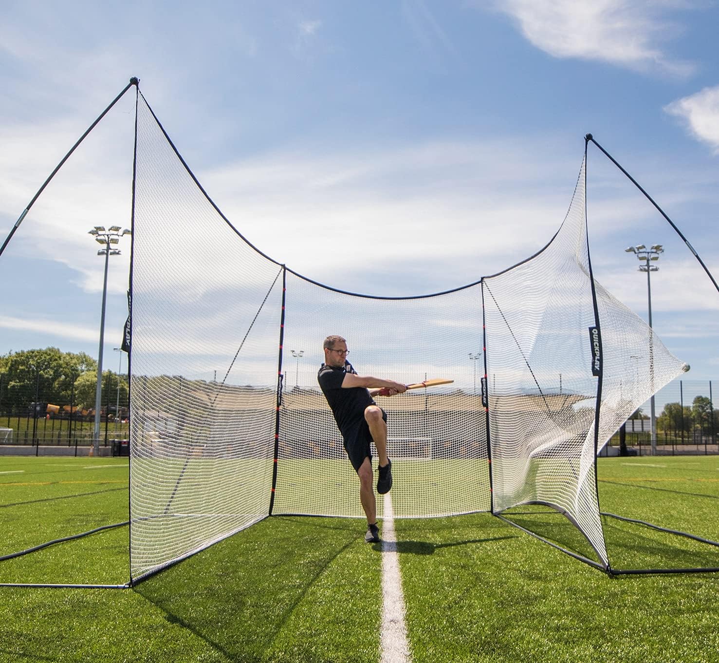QUICKPLAY MEGA NET Portable Backstop Netting | Fast Set-Up Free-Standing Sports Net Barrier | Available in 12x9' & 32x9'