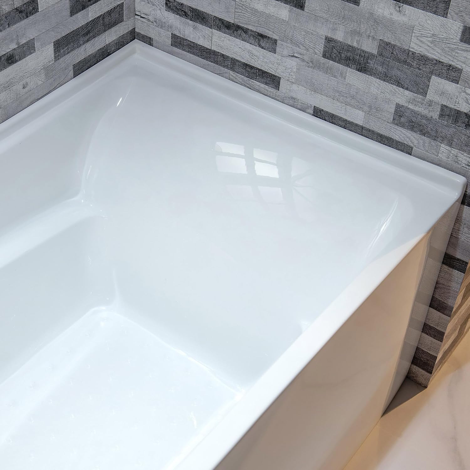 WOODBRIDGE 54' Acrylic Rectangular Alcove Soaking Bathtub in White with Left Drain, Chrome pop-UP Drain Included BA5430L