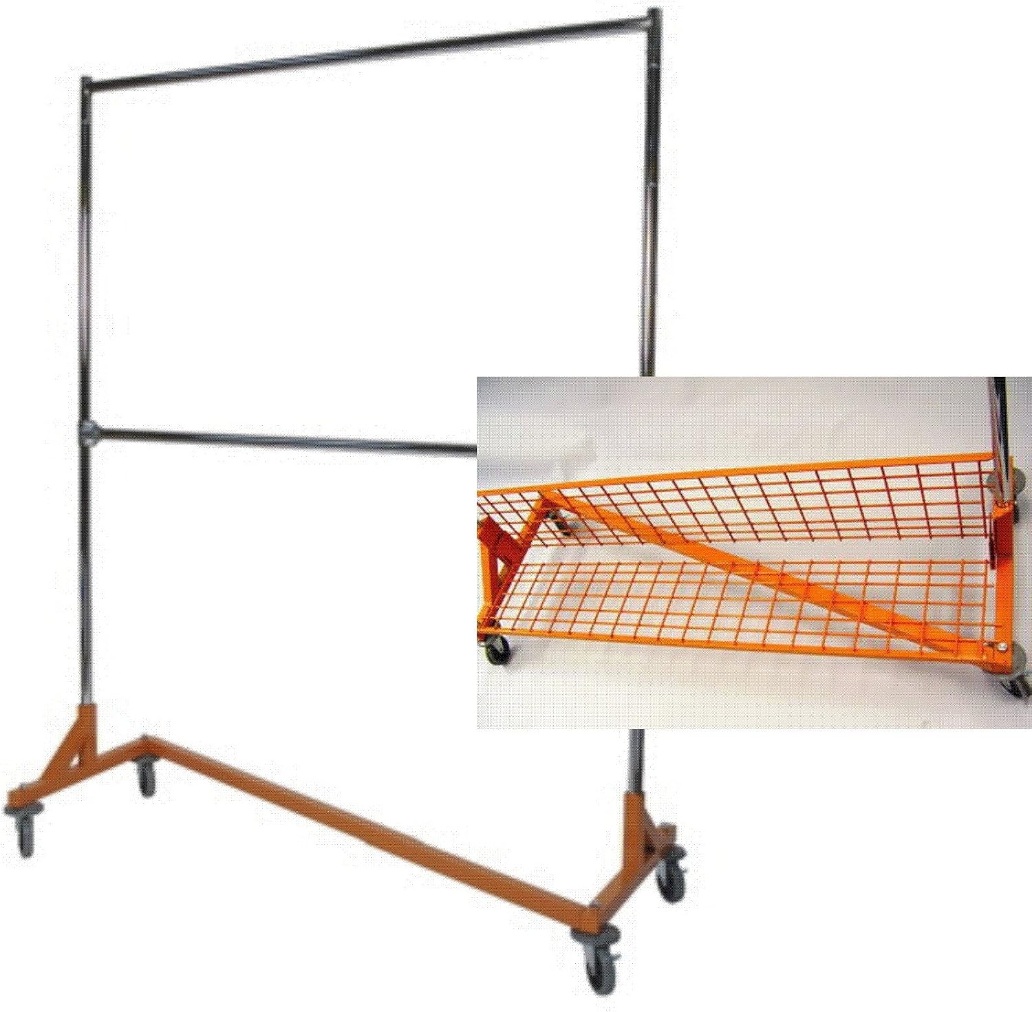 Double Rail Z Rack Rolling Clothes, Clothing, Garment Rack with Bottom Shelf Combo
