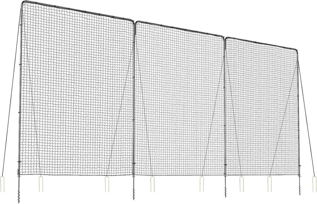 Backstop Net System for Backyard – Heavy Duty Sports Barrier Net with Steel Posts, Movable/Socketed Ball Stop Net for Soccer, Baseball, Training