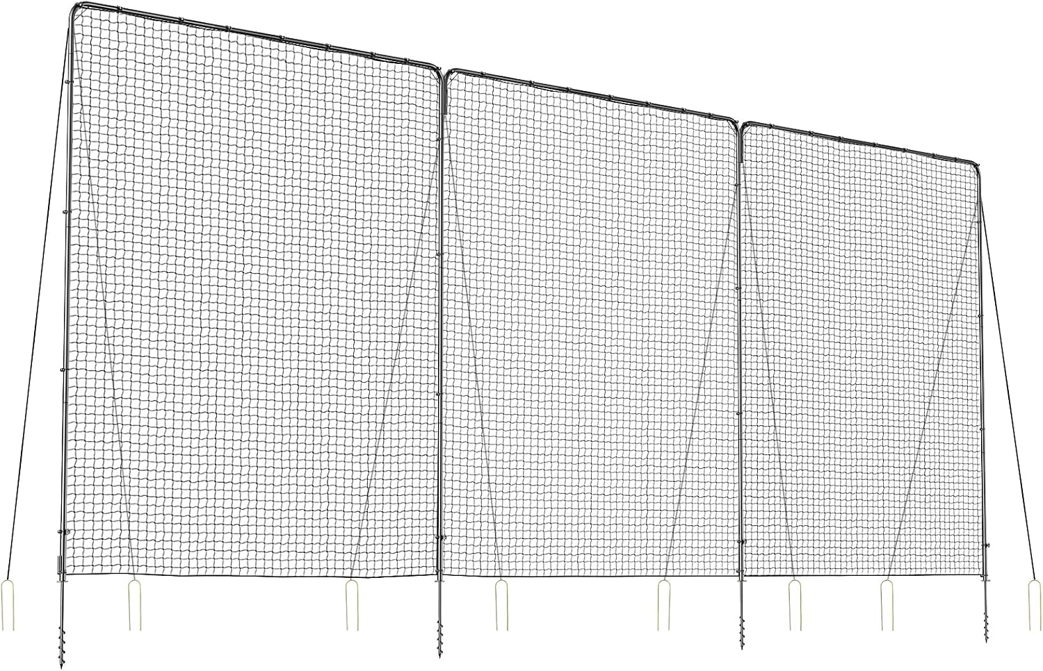 Backstop Net System for Backyard – Heavy Duty Sports Barrier Net with Steel Posts, Movable/Socketed Ball Stop Net for Soccer, Baseball, Training