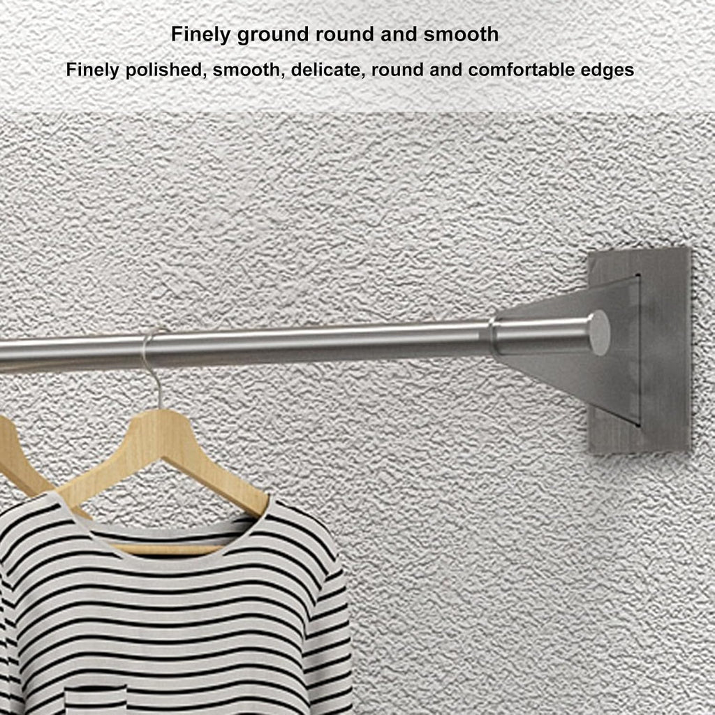 Wall Mounted Industrial Pipe Garment Rack,Retail Store Stainless Steel Clothing Display Stand,Space-Saving Hanging Closet Rod，Garment Hanging Storage Rail Towel Rack,for Bedroom, Laundry Room