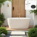 FerdY 55' Acrylic Freestanding Bathtub, Contemporary Soaking tub with Matte Black Drain & Overflow, Elegant Oval Shape, cUPC Certified, Tahiti