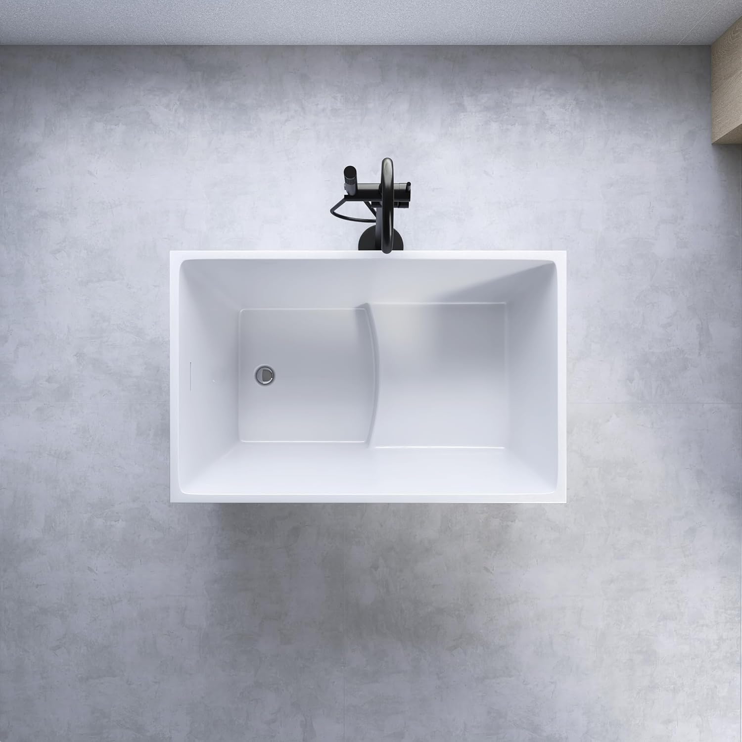 43' Freestanding Bathtubs Free Standing Tubs with Seat，Spacious Rectangular Shape Modern Japanese Bathtub， Chrome Slot Overflow and Pop-Up Drain，CUPC Certified，White,DJ014-1100