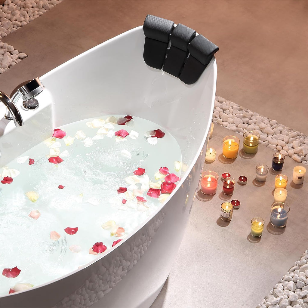 Empava Whirlpool Bathtub, 67-Inch Freestanding Bathtub Oval with 8 Hydromassage Adjustable Water Jets Luxury Acrylic Massage SPA Soaking Bath Tub in Double Ended, White