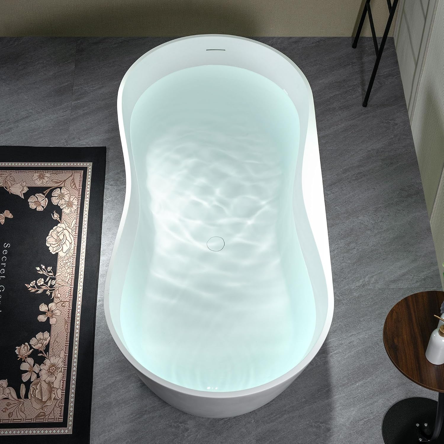 WOODBRIDGE 71' L x 31-1/2' W Luxury Contemporary Solid Surface Stone Resin Freestanding Bathtub in Matte White