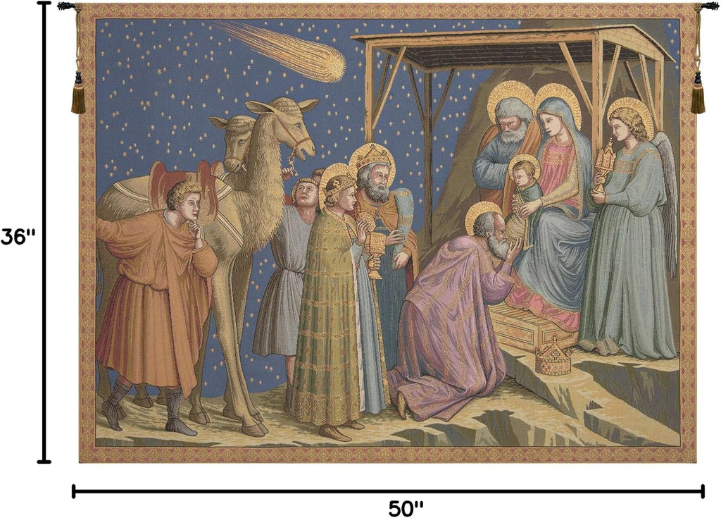 Charlotte Home Furnishings Inc. Adoration Italian Tapestry Wall Hanging 36 X 50 Inch Viscose Cotton & Polyester Blend Wall Art Perfect for Home Decor & Wall Decor By Giotto di Bondone