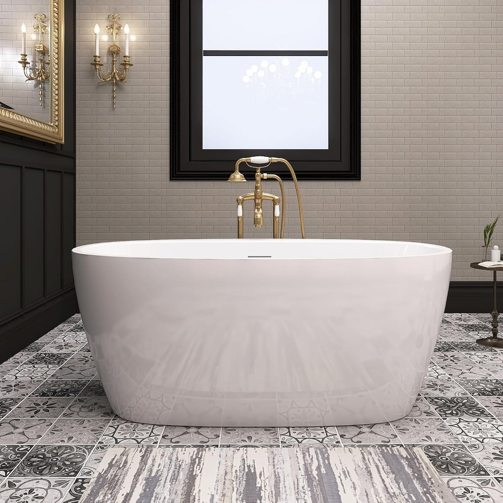 59' Acrylic Free Standing Tub, Stand Alone Tub, Freestanding Bathtub, Soaking Bathtub, cUPC Certified, YL(Glossy White)