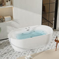 Acrylic Freestanding Bathtub with Jetted & Air Bubble System, Heated Hydrotherapy Tub with Massage Function, Professional Spa Experience at Home