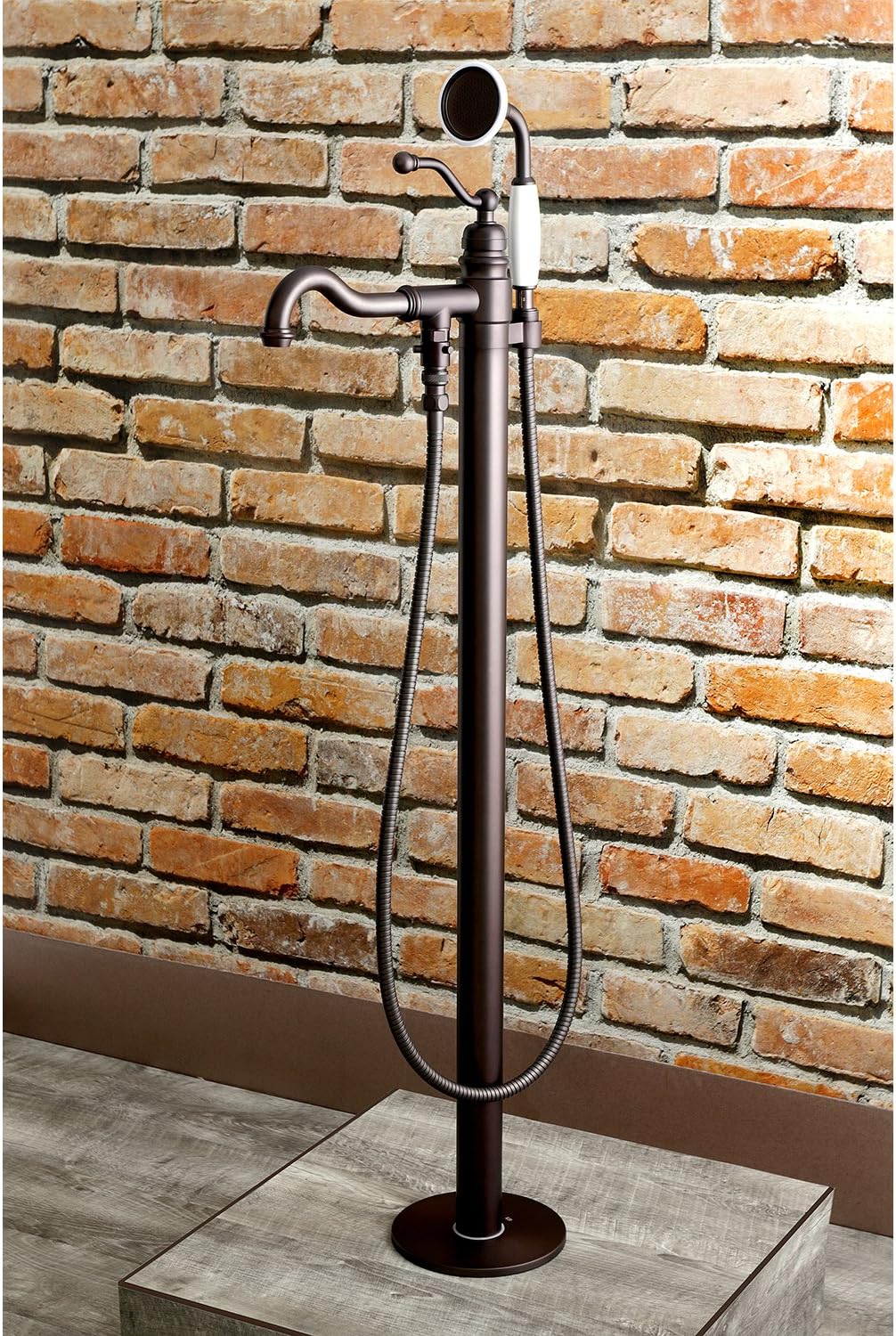 Kingston Brass KS7135ABL English Country Freestanding Tub Faucet with Hand Shower, Oil Rubbed Bronze