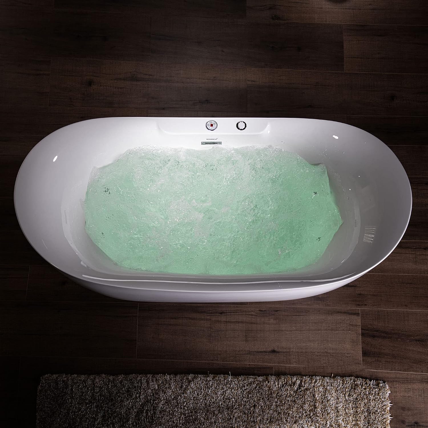 WOODBRIDGE 72' x 35-3/8' Whirlpool Water Jetted and Air Bubble Freestanding Heated Soaking Combination Bathtub with LED control panel , BJ400
