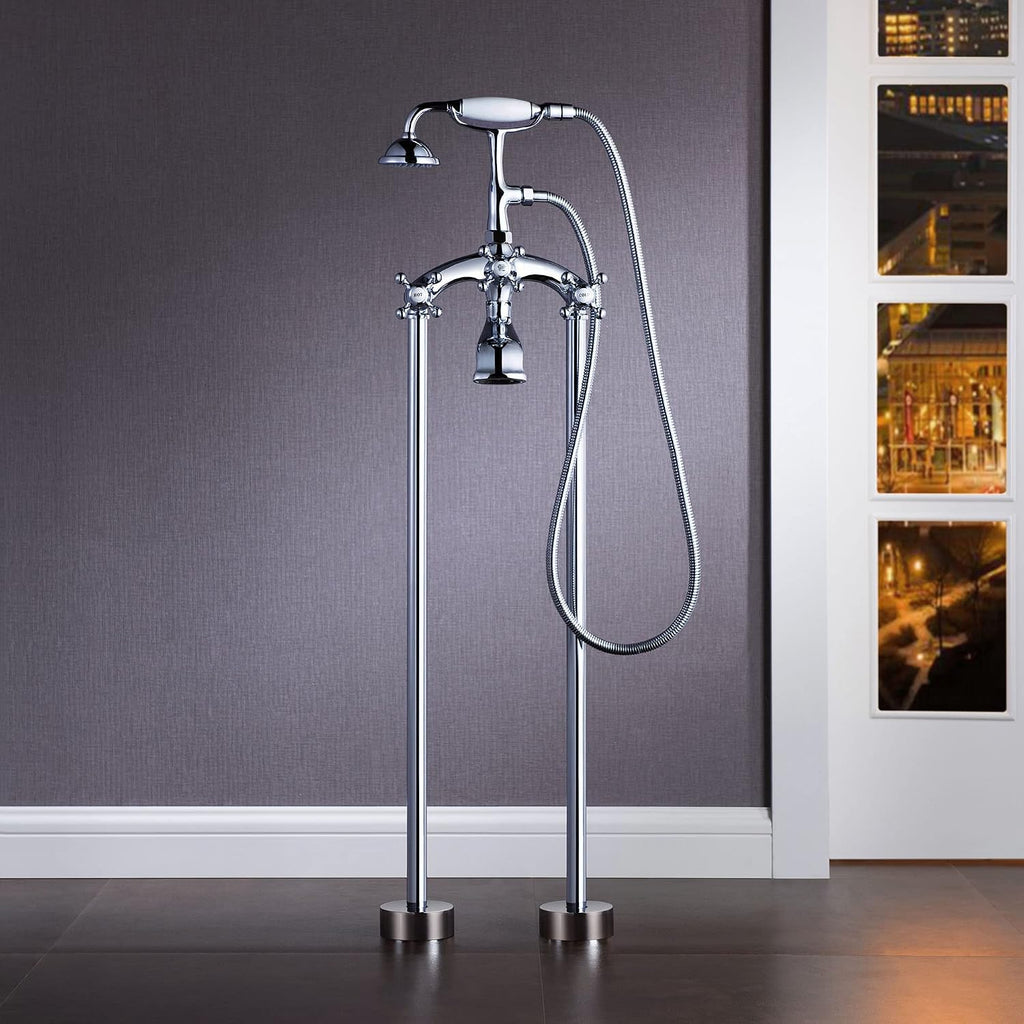 WOODBRIDGE 54' Heavy Duty Acrylic Slipper Clawfoot Bath Tub with Chrome Feet + Drain &Overflow +Chrome-Faucet