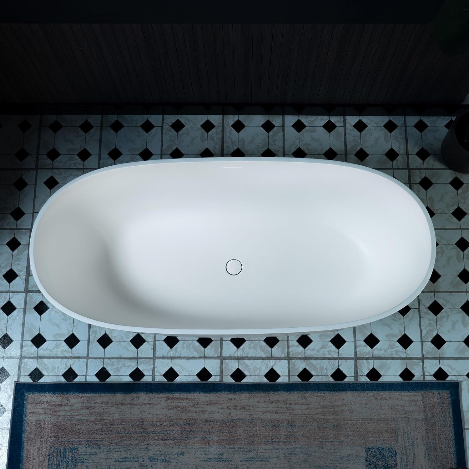 WOODBRIDGE 63' L x 28.35' W Stone Resin Luxury Contemporary Solid Surface Freestanding Soaking Tub in Matte White