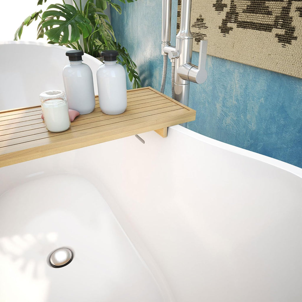 DreamLine Nile 59 inch L x 28 inch H Acrylic Freestanding Bathtub with Brushed Nickel Finish