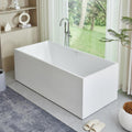Vanity Art 67 X 32 Inch White Acrylic Freestanding Bathtub | Contemporary Design Soaking Tub with Pop-up Drain Overflow Included, UPC Certified VA6813B-L-PW