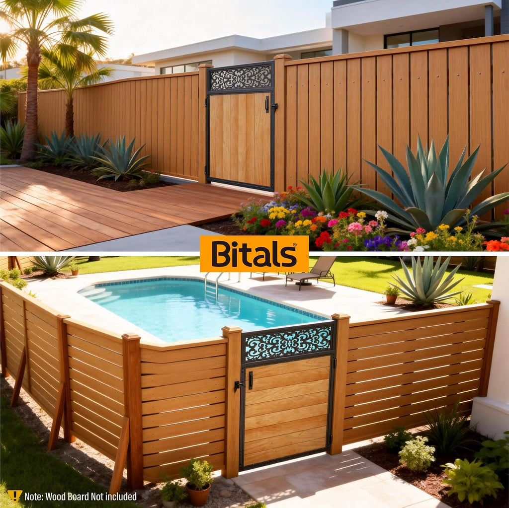 4x5FT Fence Gate Frame Kit 201 Stainless Steel Anti-Sag Heavy Duty Garden Gate Reinforcement Hardware, Left/Right Mount (No Panels Included)(46.78'W x 59.0'H)