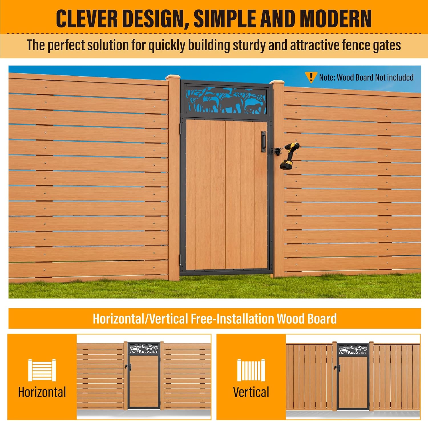 3x6FT Fence Gate Frame Kit 201 Stainless Steel Anti-Sag Heavy Duty Garden Gate Reinforcement Hardware, Left/Right Mount (No Panels Included)(34.8'W x 70.8'H)