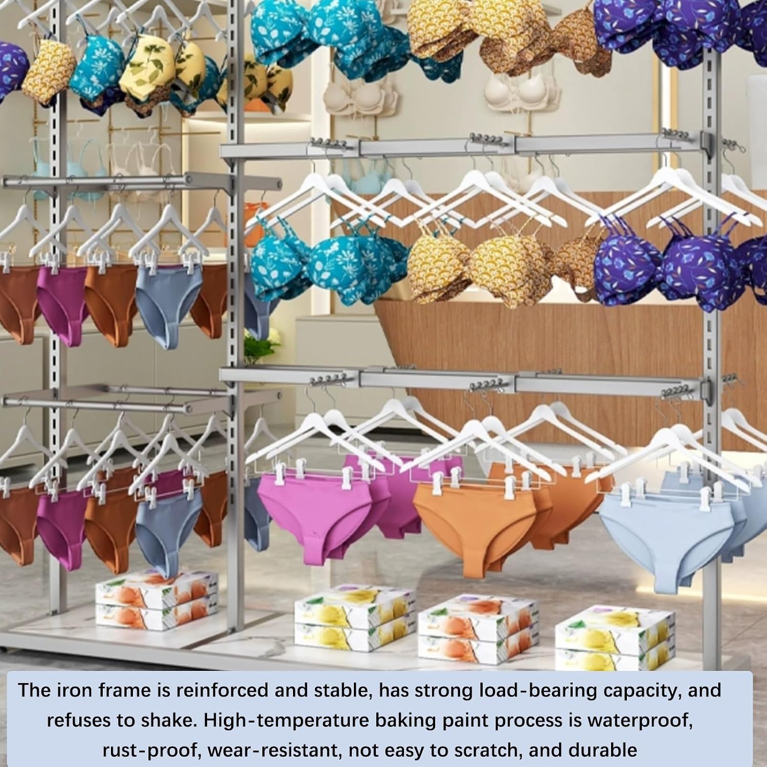 Boutique Underwear Retail Display Racks, Garment Rack, Floor-Standing Bra Slippers Socks Shorts Accessories Storage Shelf, Clothing Store Commercial(Black 130x40x130CM/51.19x15.75x51.19in)