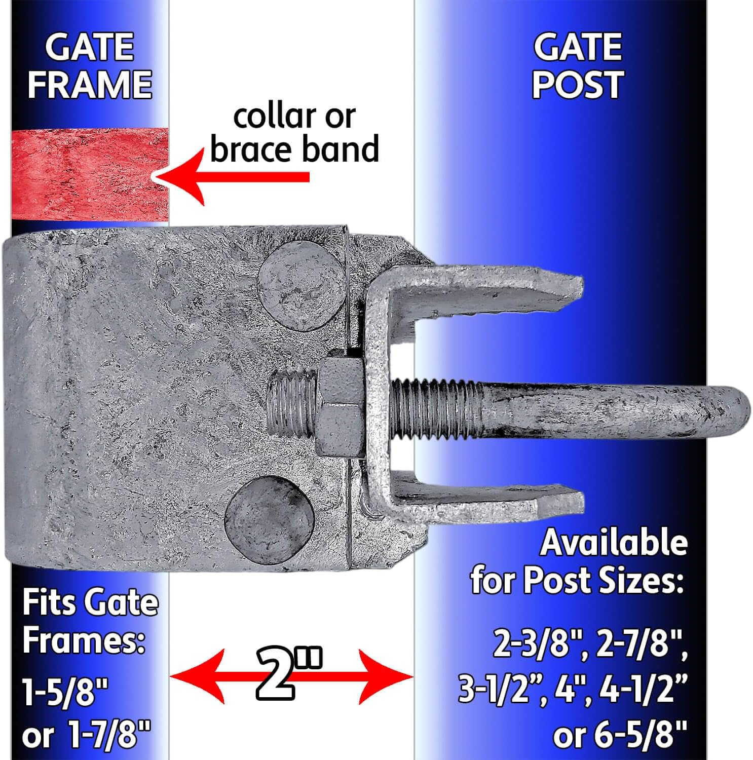 Chain Link Fence Bull Dog Commercial Duty Gate Hinge-for 3-1/2' Outside Diameter Gate Post/Pipe & 1-5/8' Thru 1-7/8' Gate Frames CASE Qty 10