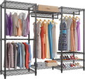 VIPEK V5 Heavy Duty Clothes Rack, Portable Closet Wardrobe with 4 Hanging Rods & 8 Shelves, Freestanding Adjustable Garment Rack for Bedroom, Walk-in Closet, 890 lbs Capacity, Black, 68.9' L