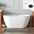 FerdY 55' Bali Acrylic Freestanding Bathtub, Gracefully Shaped Freestanding Soaking Bathtub, cUPC Certified, Toe-Tap Matte Black Drain& Bath Pillow for Bathtub,Thick Tub Pillows