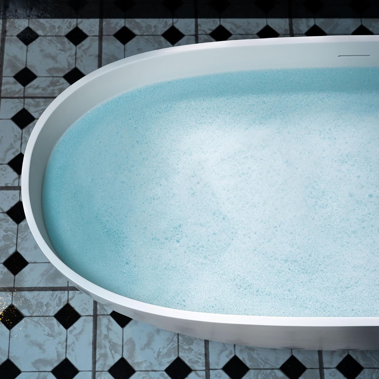 WOODBRIDGE 63' L x 28.35' W Stone Resin Luxury Contemporary Solid Surface Freestanding Soaking Tub in Matte White
